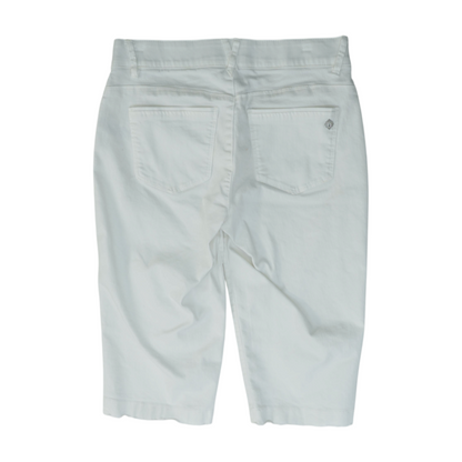 White Solid Denim Capris