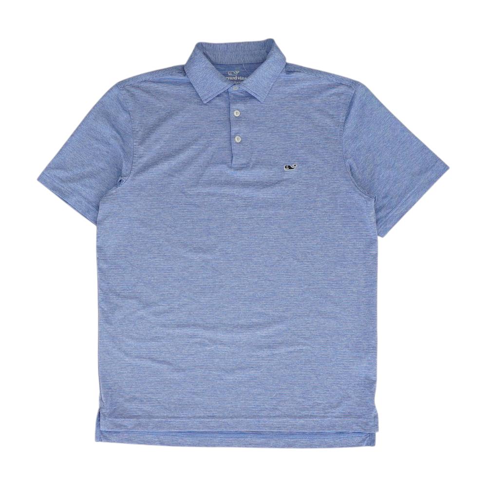 Blue Striped Short Sleeve Polo