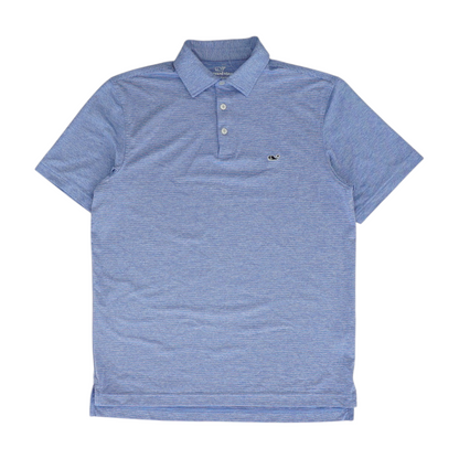 Blue Striped Short Sleeve Polo
