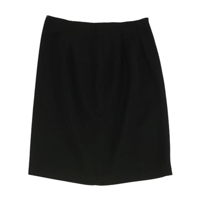 Vintage Black Solid Midi Skirt