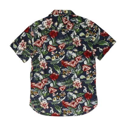 Navy Floral Short Sleeve Button Down