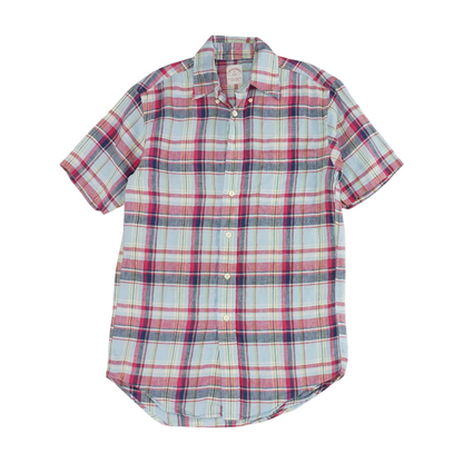 Blue Plaid Short Sleeve Button Down
