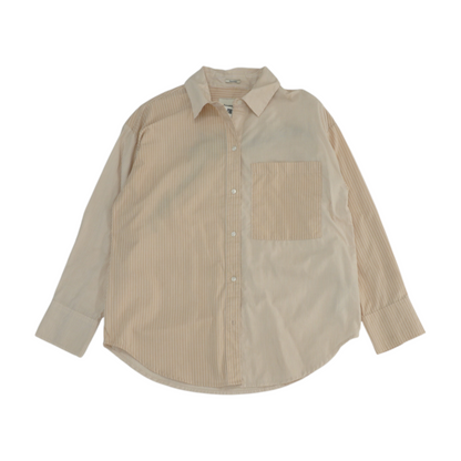 Beige Striped Button Down