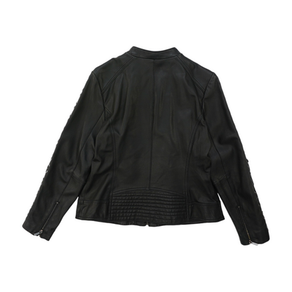 Black Solid Leather Jacket