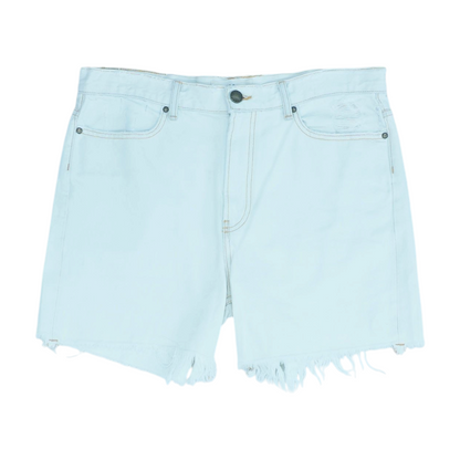 Beige Solid Denim Shorts