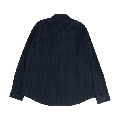 Navy Striped Long Sleeve Button Down