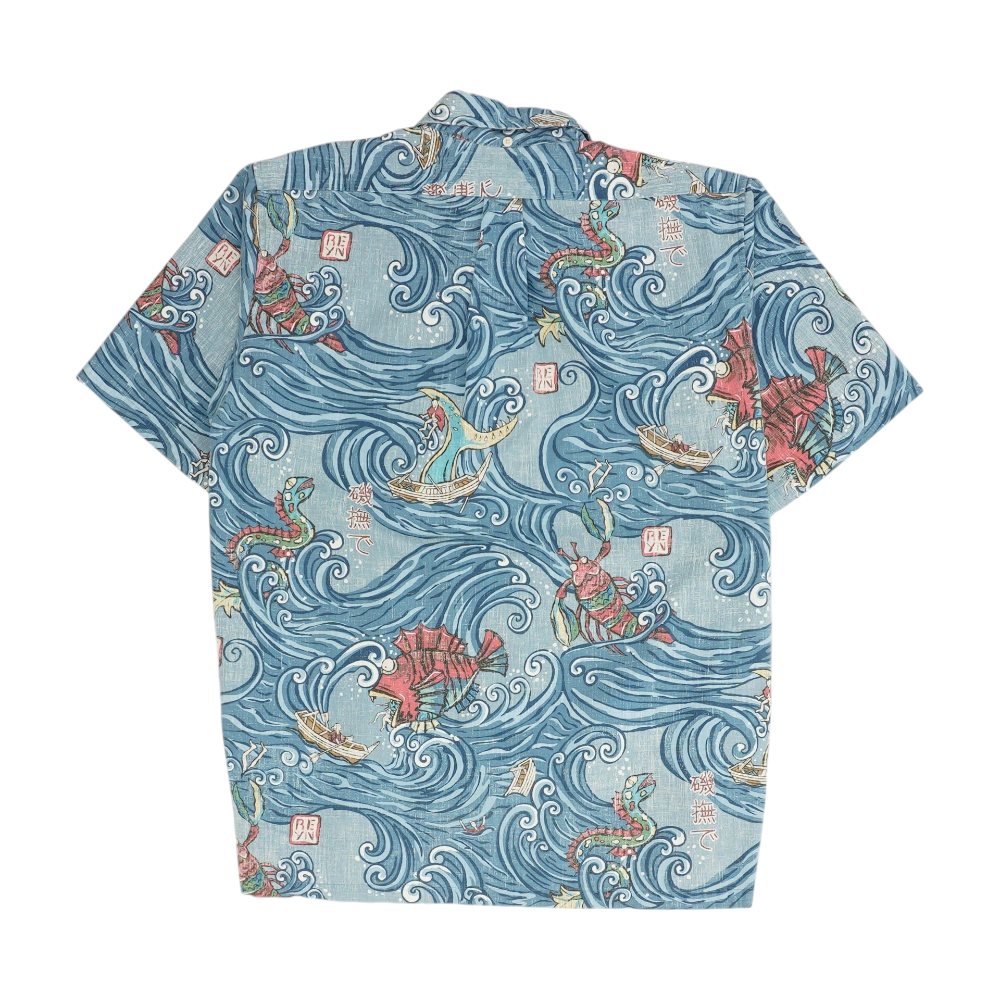 Blue Print Short Sleeve Button Down