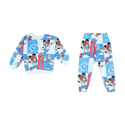Blue Graphic Long Sleeve Set