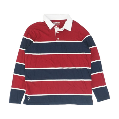 Red Striped Long Sleeve Polo