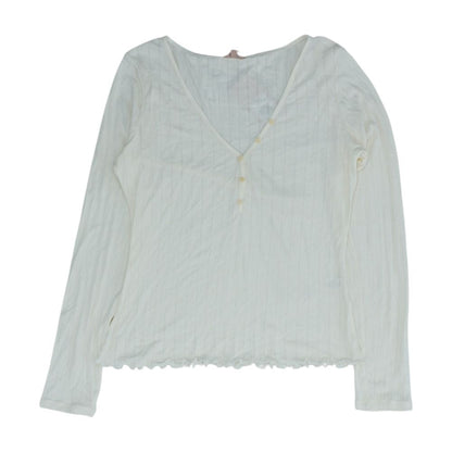 Beige V Neck Knit Top