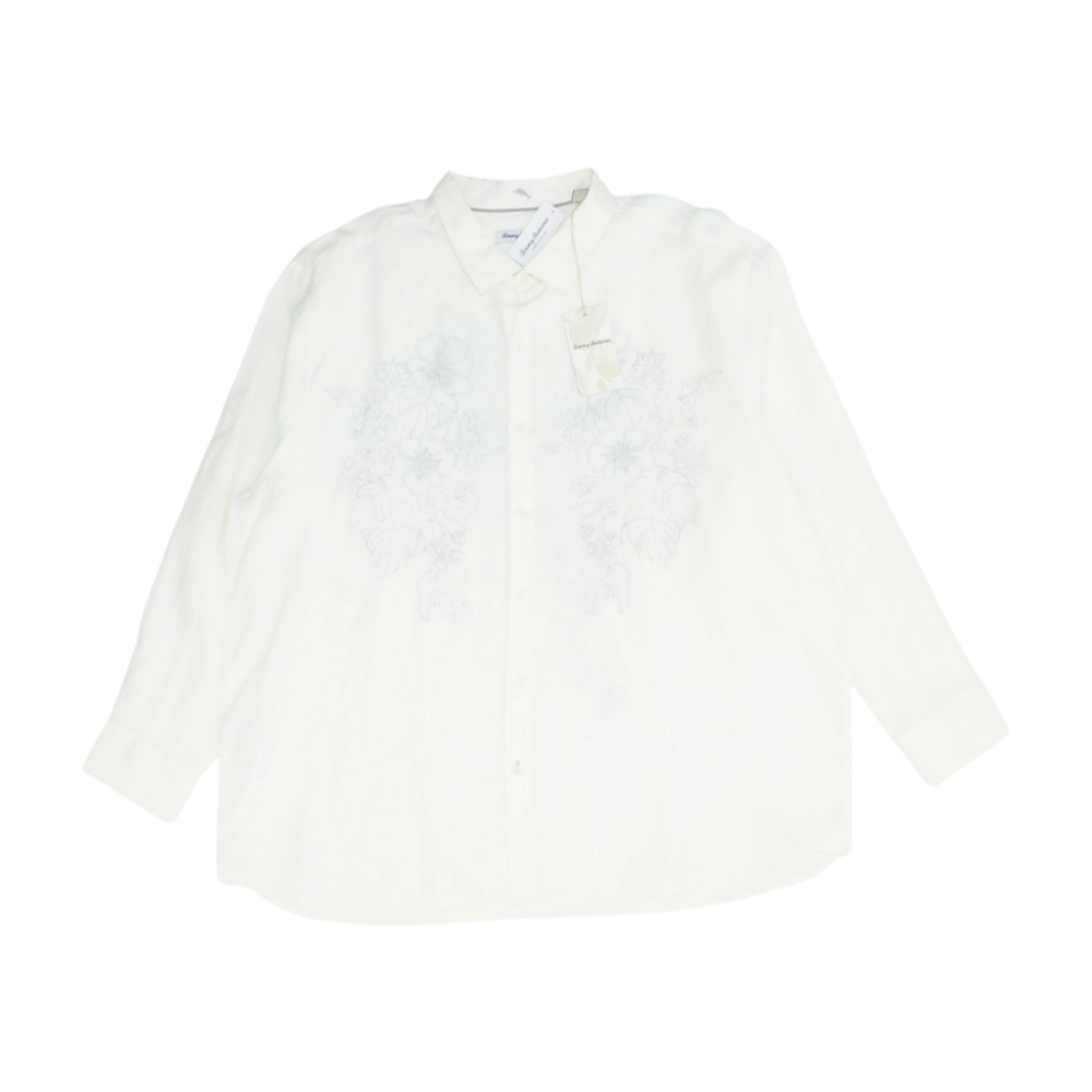 White Floral Long Sleeve Button Down
