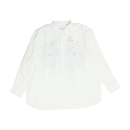 White Floral Long Sleeve Button Down
