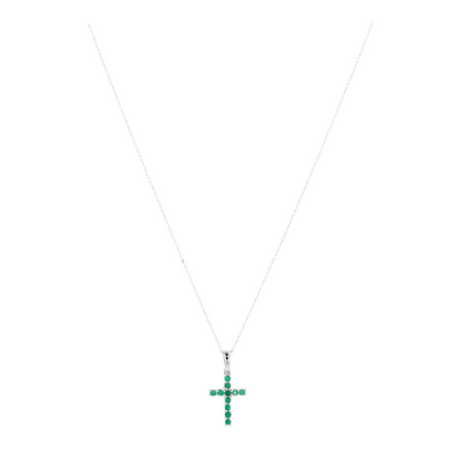 1/5 ctw 14K White Gold Emerald Pendant Necklace