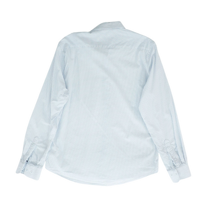 White Print Long Sleeve Button Down