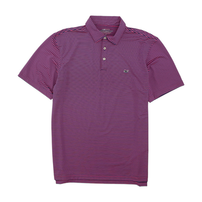 Navy Striped Short Sleeve Polo