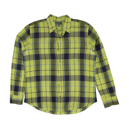Neon Green Check Long Sleeve Button Down