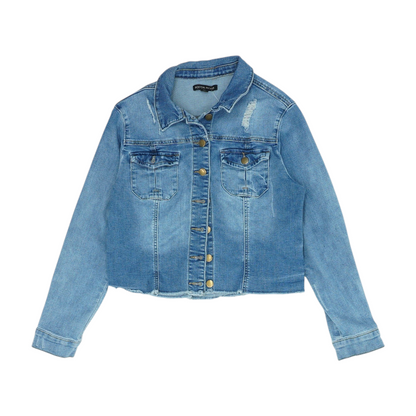 Blue Solid Denim Jacket