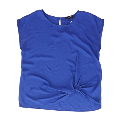 Blue Solid Short Sleeve Blouse