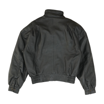 Black Solid Leather Jacket