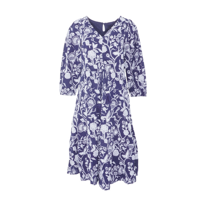 Navy Floral Midi Dress