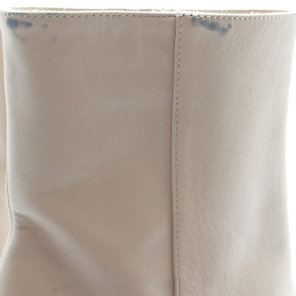 Beige 100mm Leather Ankle Boots
