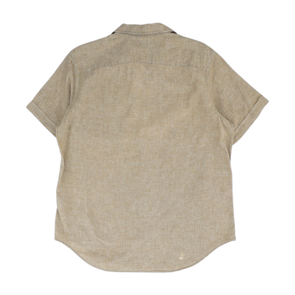 Brown Solid Short Sleeve Button Down