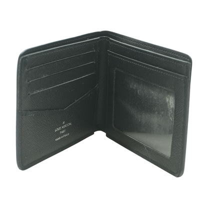 Black Taiga Leather Slender Wallet with ID Slot