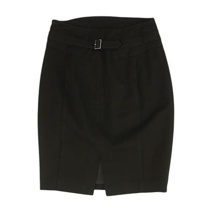Black Solid Midi Skirt