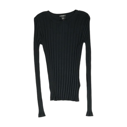 Black Solid Crewneck Knit Top