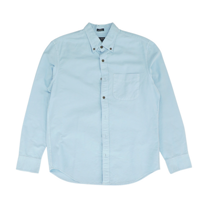 Blue Solid Long Sleeve Button Down