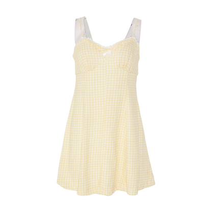 Yellow Check Mini Dress
