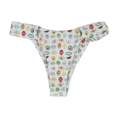 White Graphic Swim Bottom