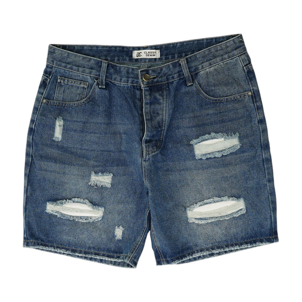 Blue Plus Size Solid Denim Shorts