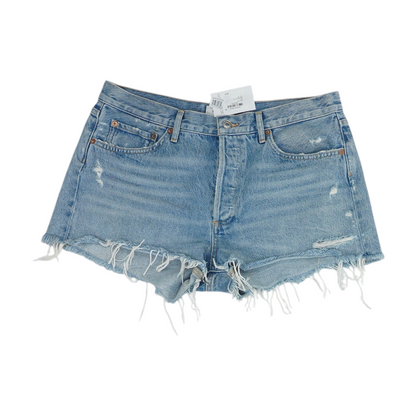 Blue Solid Denim Shorts