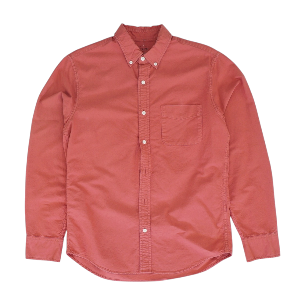 Red Solid Long Sleeve Button Down