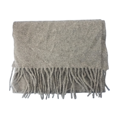 Gray Wool Fringed Scarf