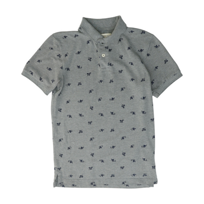 Gray Floral Short Sleeve Polo