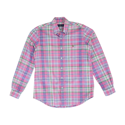 Pink Plaid Long Sleeve Button Down