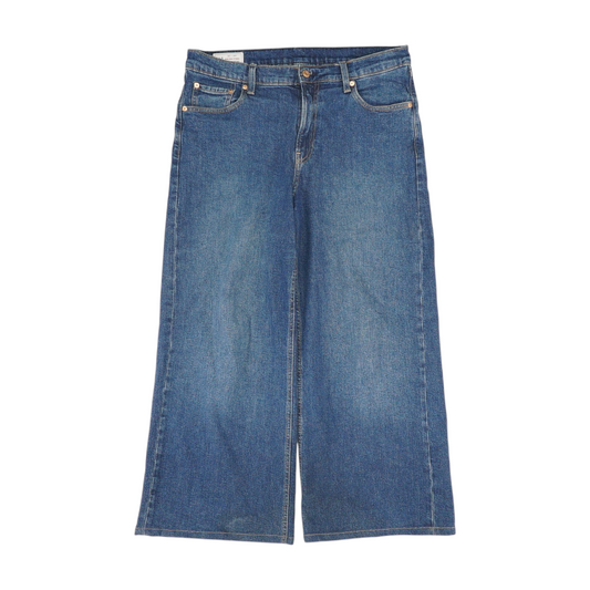 Blue Short Wide Leg Jeans