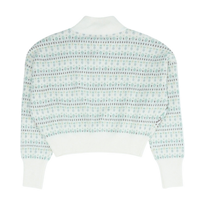 White Graphic 1/4 Zip Sweater