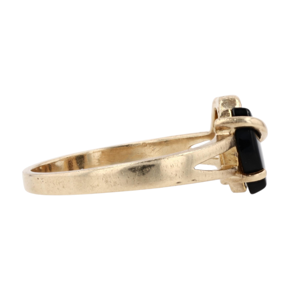 10K Tri-Tone Gold Black Stone Fashion Ring