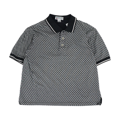 Black Geometric Short Sleeve Polo