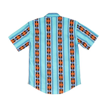 Blue Striped Short Sleeve Button Down