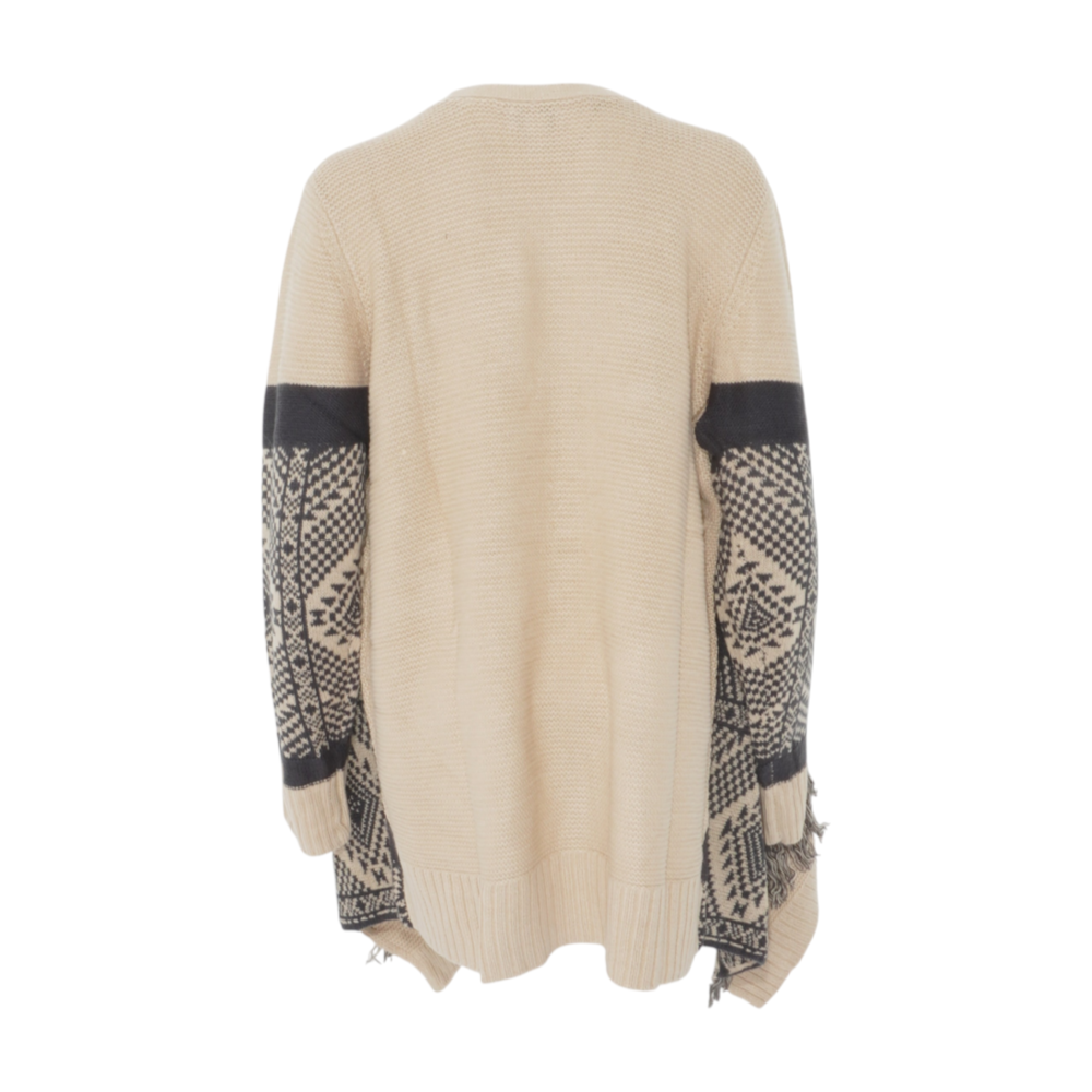 Beige Abstract Cardigan Sweater