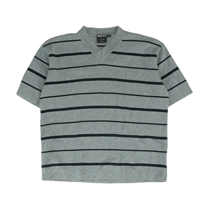 Gray Striped Pullover Sweater