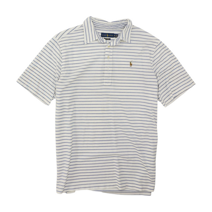 White Striped Short Sleeve Polo