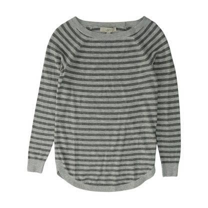 Gray Striped Pullover Sweater