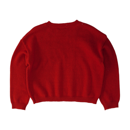 Red Floral Pullover Sweater