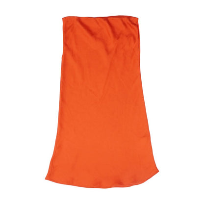 Red Solid Midi Skirt