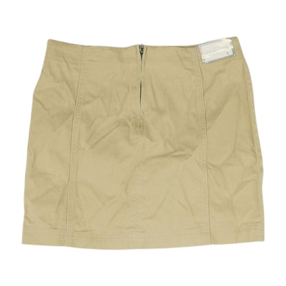 Tan Solid Mini Skirt